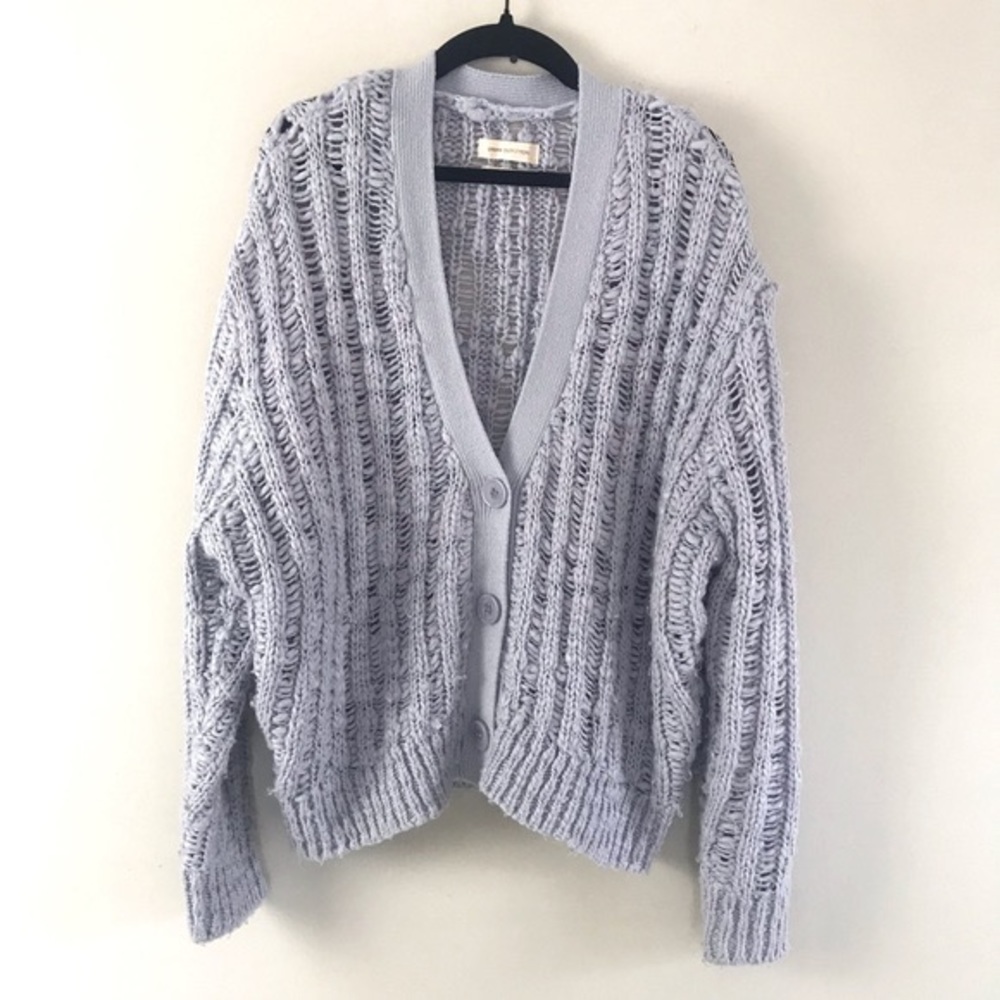 Urban Outfitters•Chunky Oversized Cropped Lavender Grey Cardigan Size Sm…